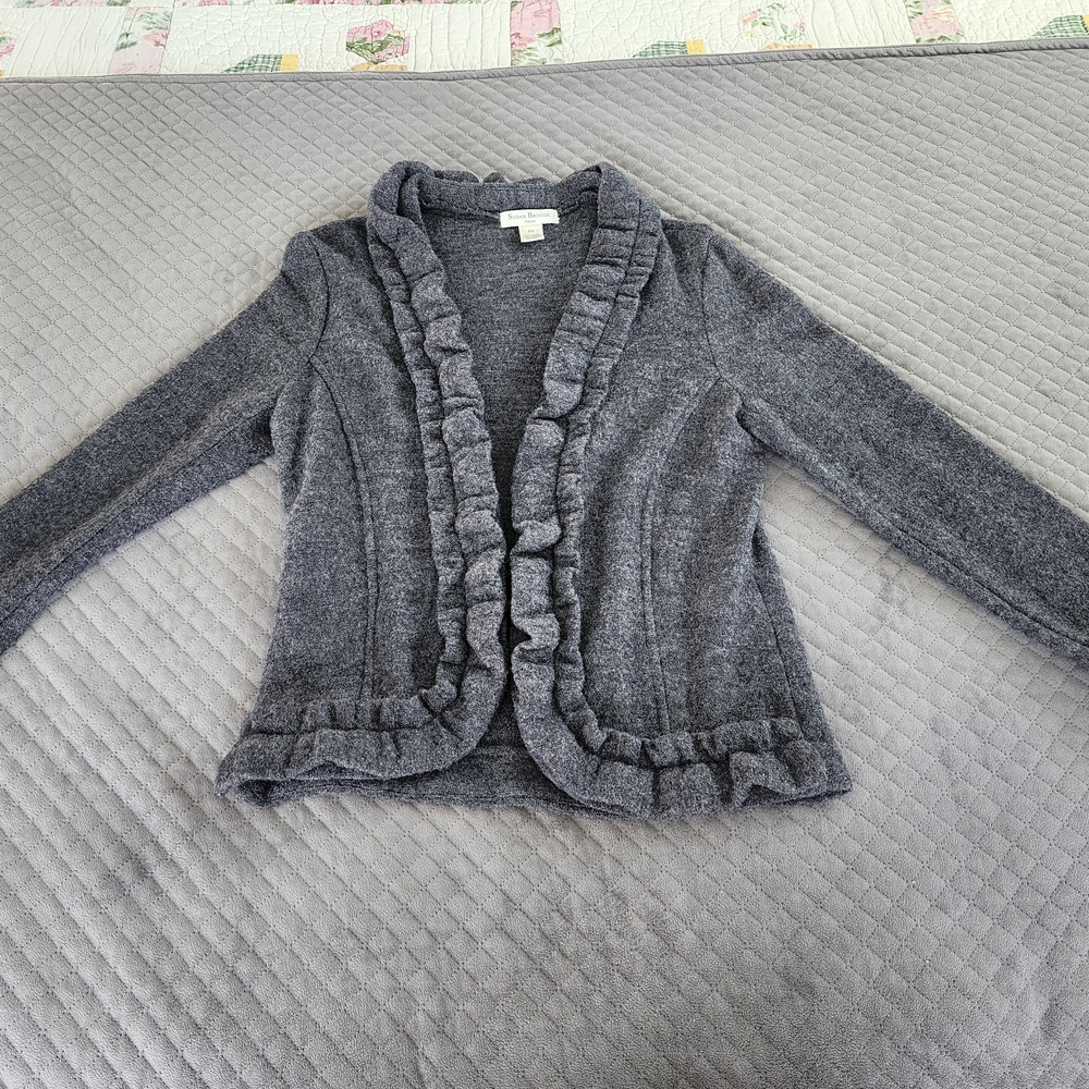 Susan Bristol Gray Ruffled Sweater